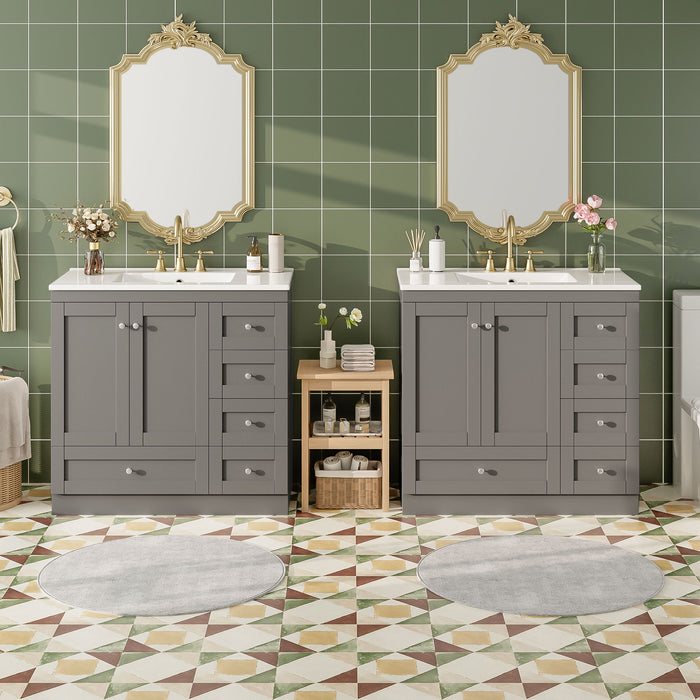 Giga shaker free-standing bathroom vanity cabinet with sink, soft-close drawers and doors, modern bathroom storage solution