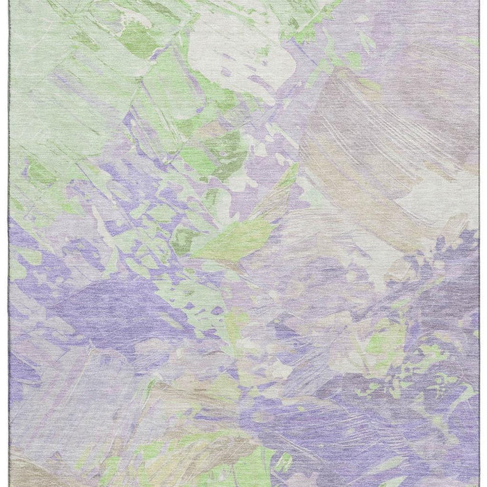 10' X 14' Abstract Washable Area Rug With UV Protection (697980) - Lavender / Green / Beige