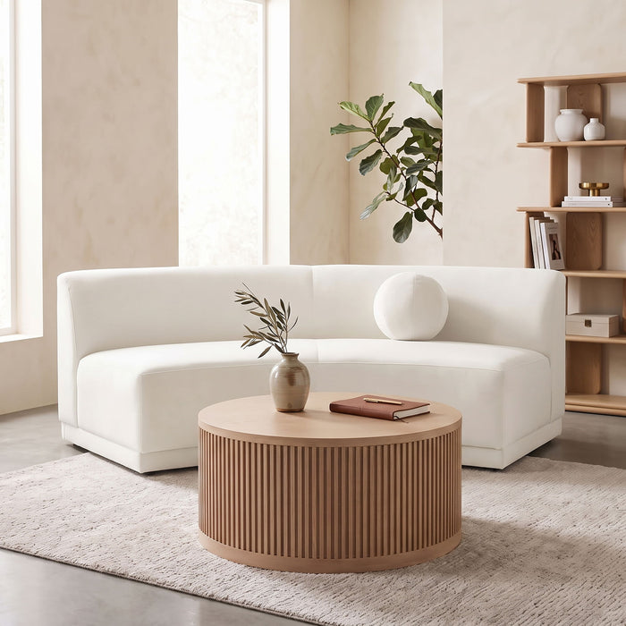 Meridian Furniture Avra velvet upholstered armless sofa with sleek stationary design, featuring plush performance fabric in a modern style.