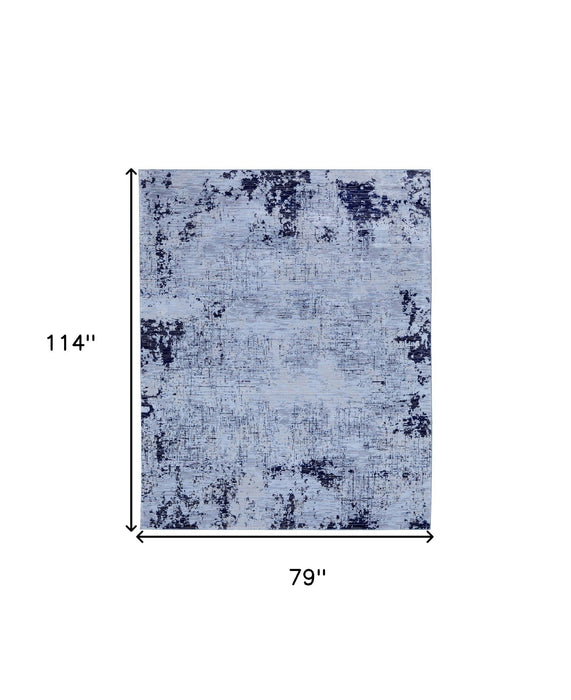 7' x 10' Abstract Power Loom Area Rug - Light Blue And Black