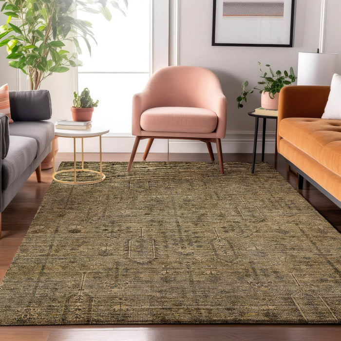 8' X 10' Southwestern Washable Area Rug With UV Protection - Brown / Beige