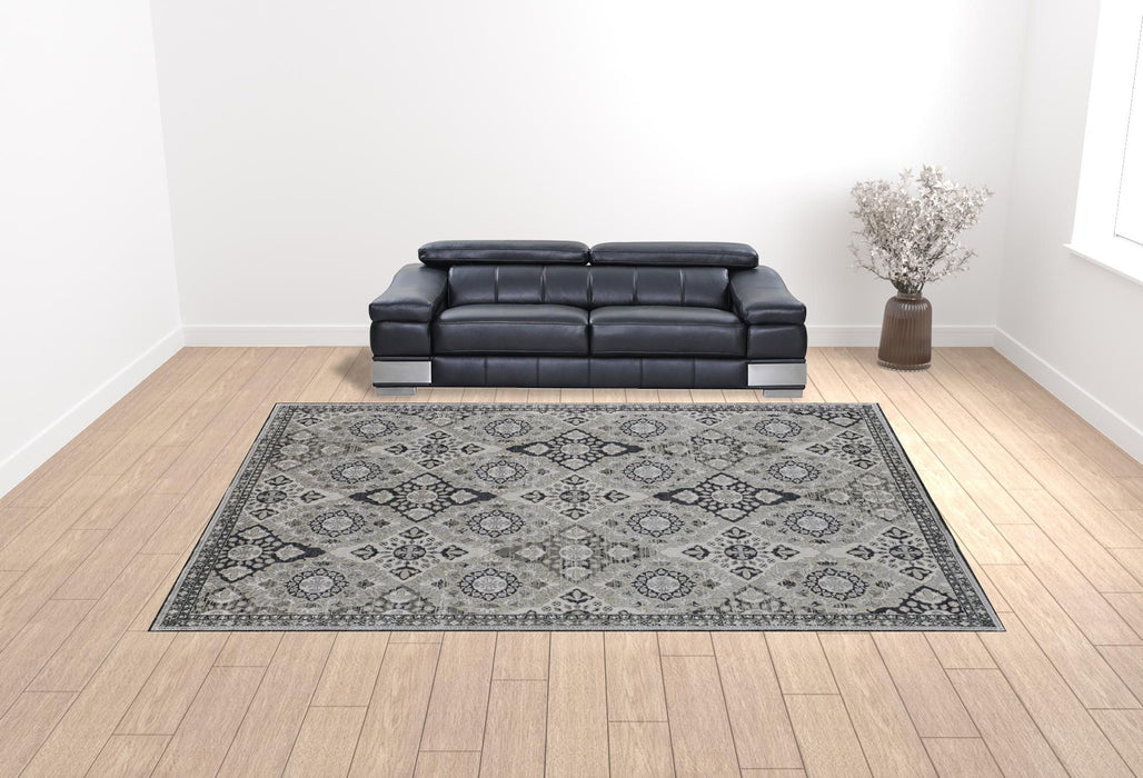 12' x 15' Floral Power Loom Area Rug - Gray And Black