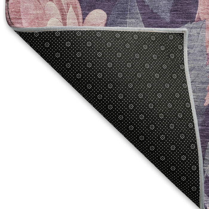 10' X 14' Floral Washable Area Rug With UV Protection (694448) - Pink / Gray / Mauve