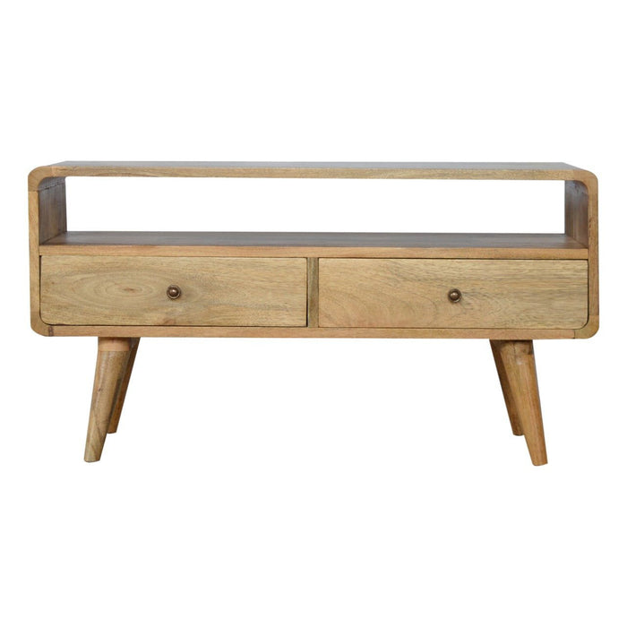 Solid Wood Enclosed Open Storage TV Stand - Oak