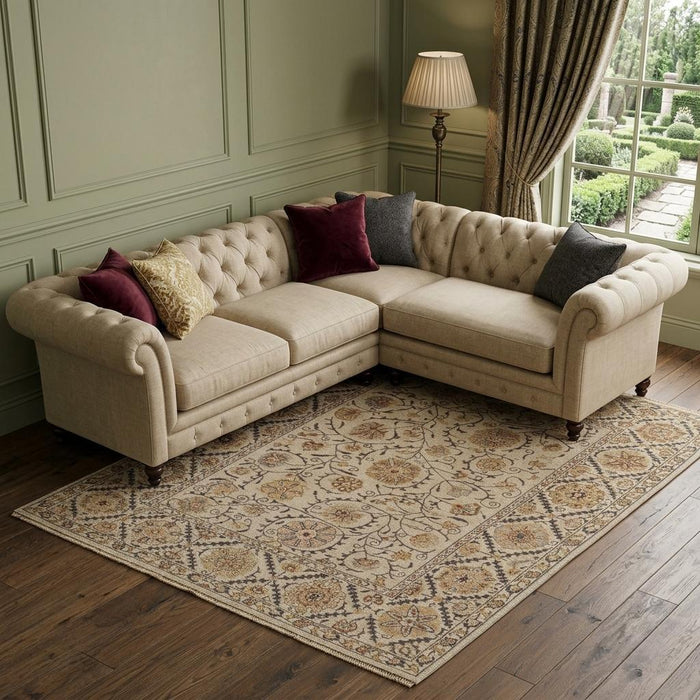 9' X 13' Wool Oriental Hand Knotted Area Rug (744100) - Tan / Gray / Red