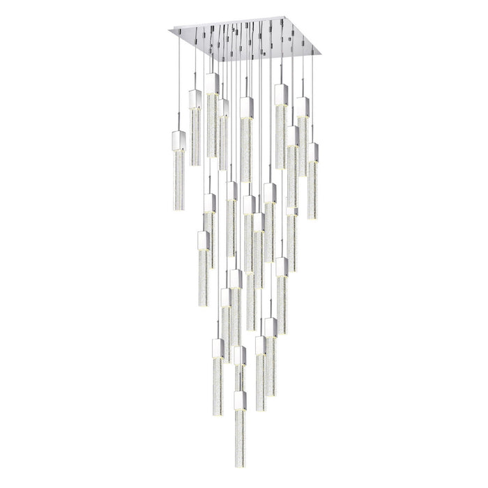 Multi Light Metal Dimmable Chandelier With Shades - Silver / Clear