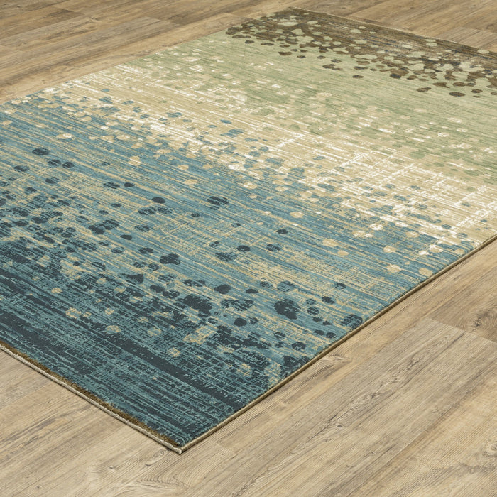 7' X 10' Abstract Area Rug - Blue And Brown