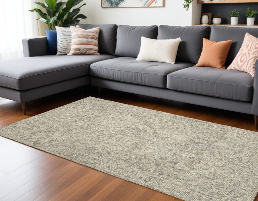 8' X 12' Wool Abstract Geometric Area Rug - Beige / Gray