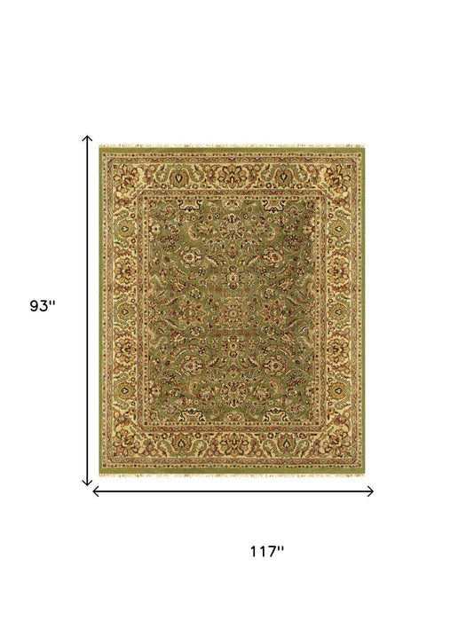 8' X 10' Wool Oriental Hand Knotted Area Rug With Fringe (744243) - Green / Tan