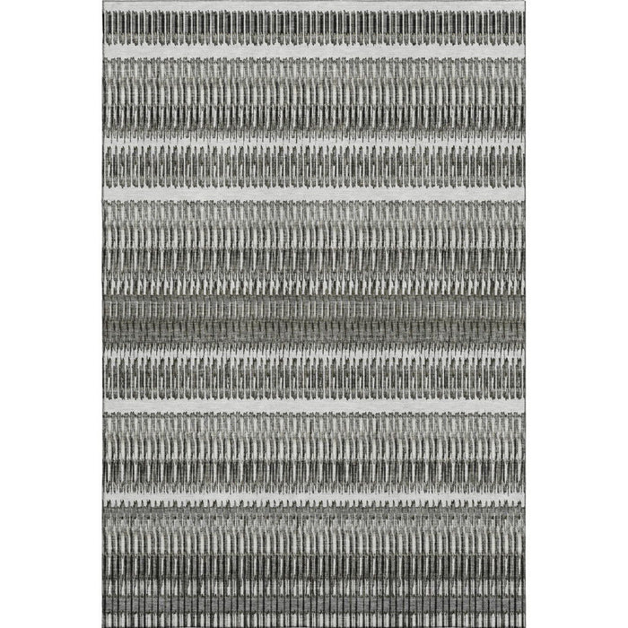 10' X 14' Striped Washable Area Rug With UV Protection (650482) - Gray / Ivory