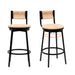 Set of two Giga swivel bar stools with metal frames and woven paper rope seats, ideal for kitchen counters and dining areas.