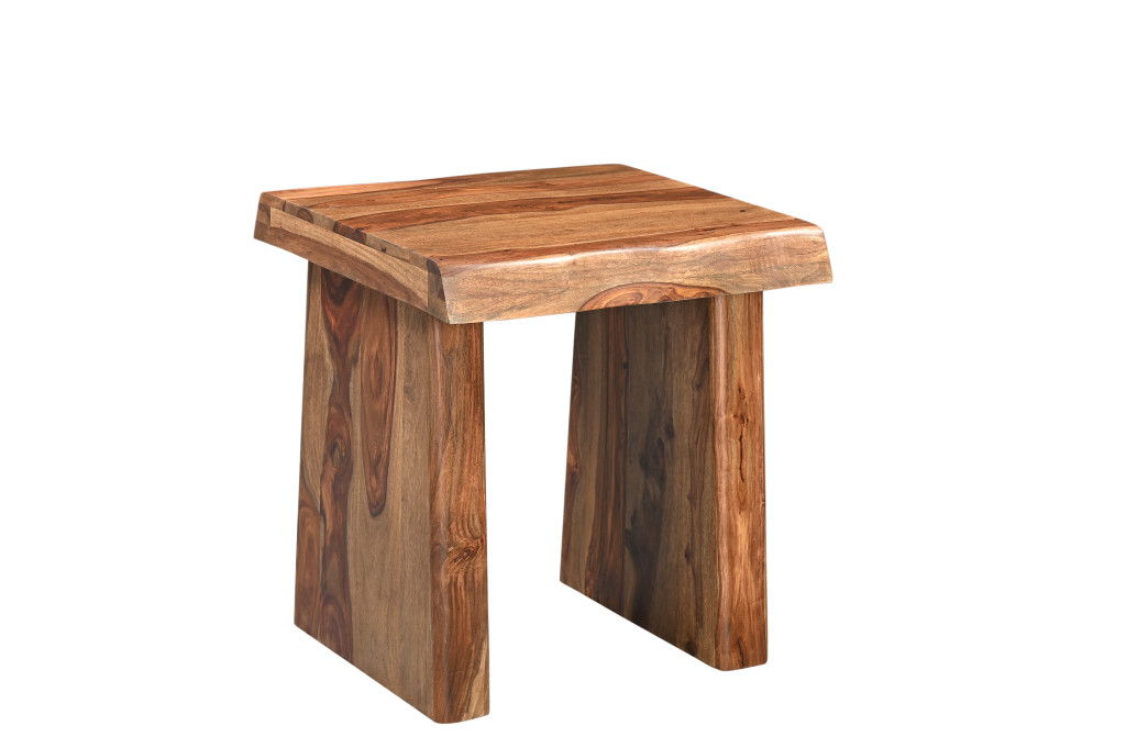 23" Solid Wood Square Live Edge End Table - Brown