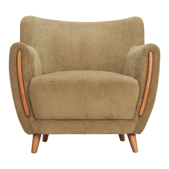 Upholstered Arm Chair - Green / Brown
