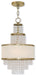 HomeRoots 20-inch gold metal chandelier with three clear shades, dimmable, featuring off-white accents for elegant lighting.