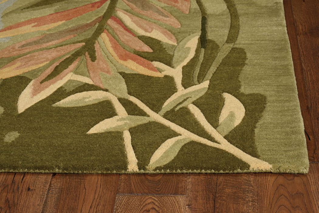 9' x 12' Wool Tropical Botanical Hand Tufted Area Rug - Blue