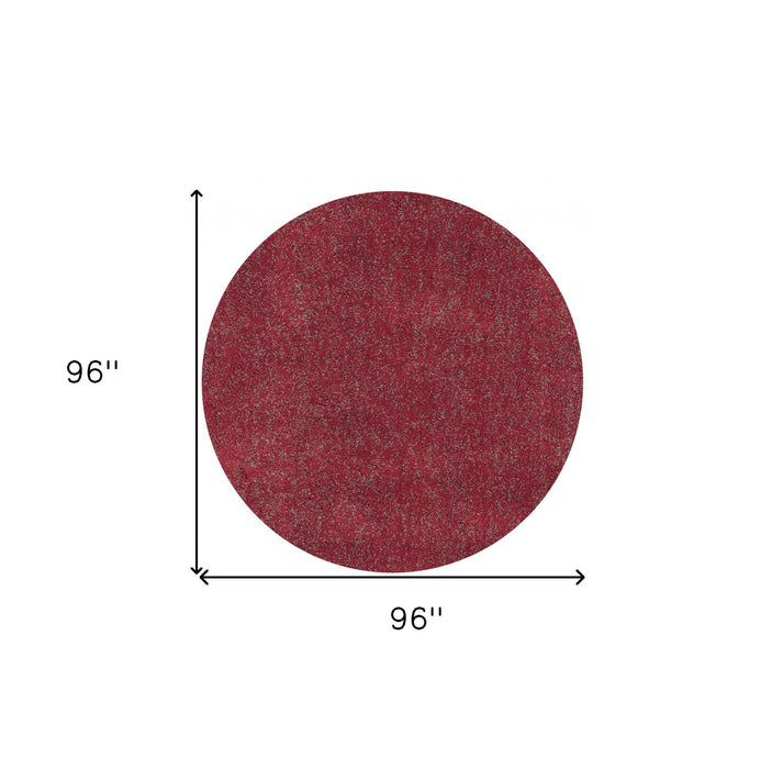 8' Round Polyester Heather Area Rug - Red