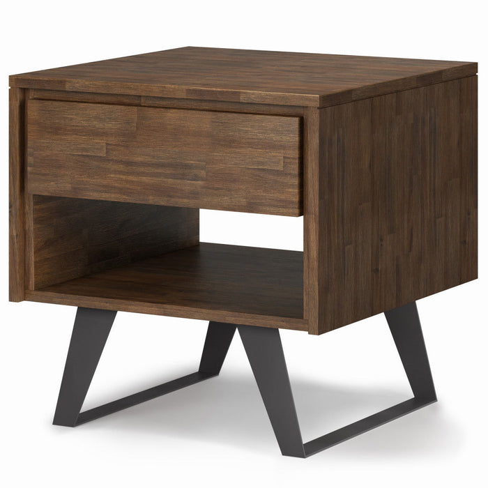22" Metal Square End Table - Brown
