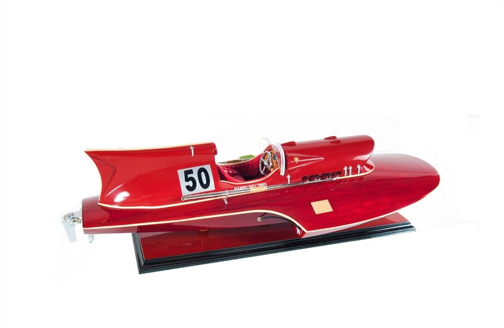 Hand Painted Decorative Boat - Red