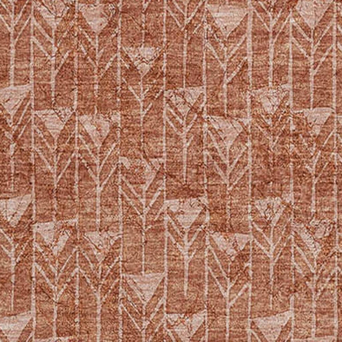 10' X 14' Geometric Washable Area Rug With UV Protection (647128) - Terra Cotta / Ivory