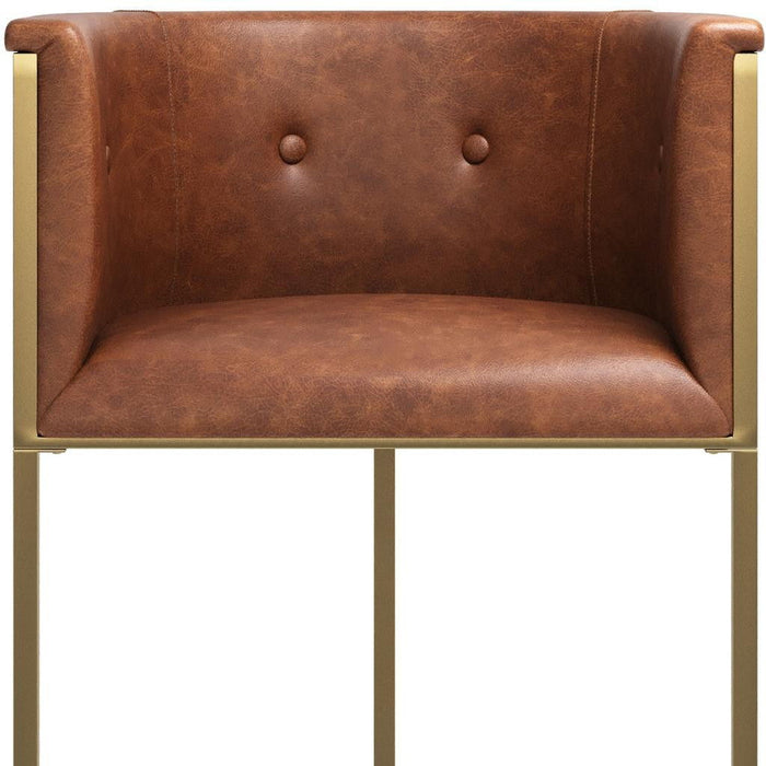 31" Fabric Low Back Bar Height Bar Chair - Brown / Gold
