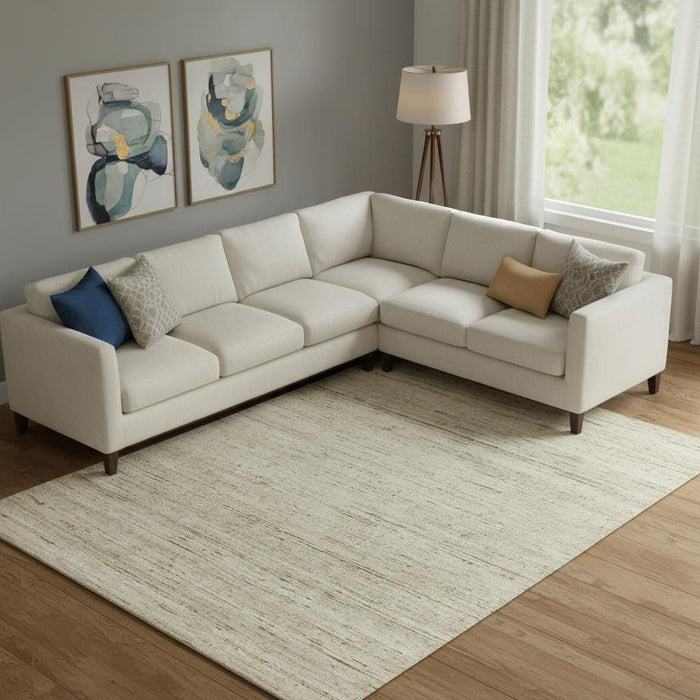 8' X 10' Wool Striped Hand Woven Area Rug (570263) - Ivory / Brown