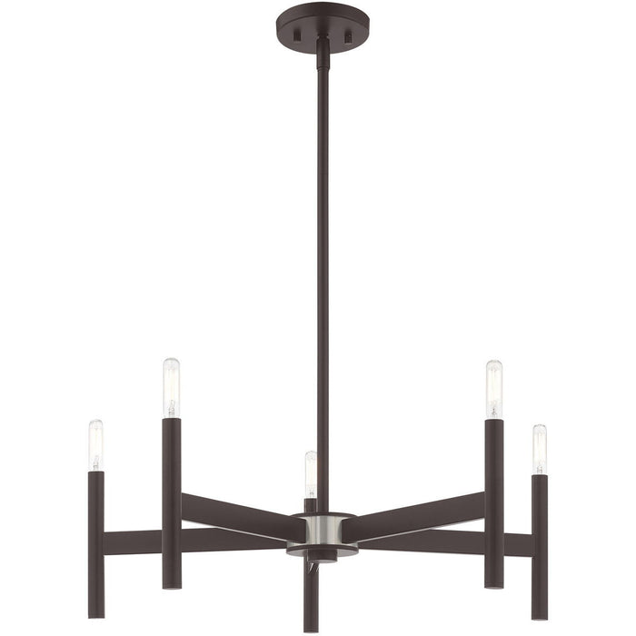 20'' 5-Light Dimmable Chandelier & Shades - Bronze