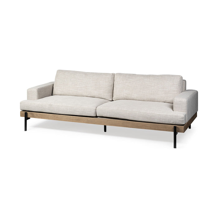 Fabric Sofa With Black Legs - Beige