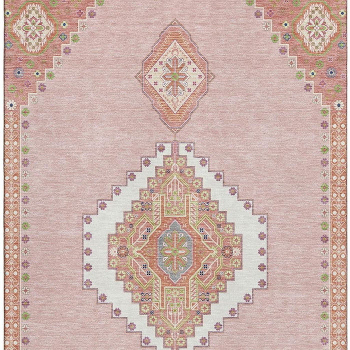 10' X 14' Oriental Washable Area Rug With UV Protection (679600) - Pink / Ivory / Gray