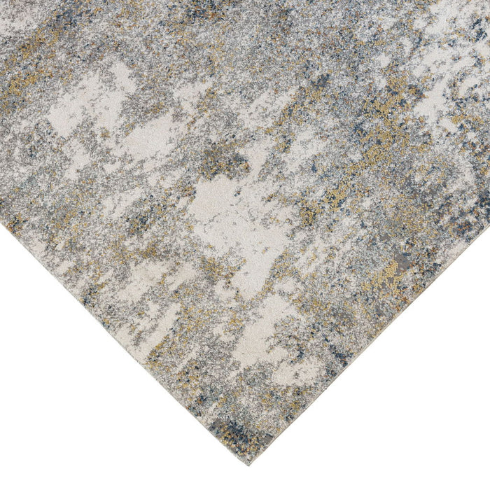 9' x 12' Abstract Power Loom Area Rug - Ivory Blue And Yellow