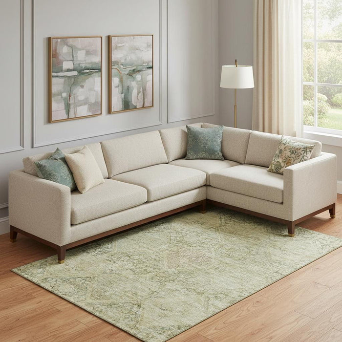 10' X 14' Geometric Washable Area Rug With UV Protection (699945) - Fern Green / Olive Green