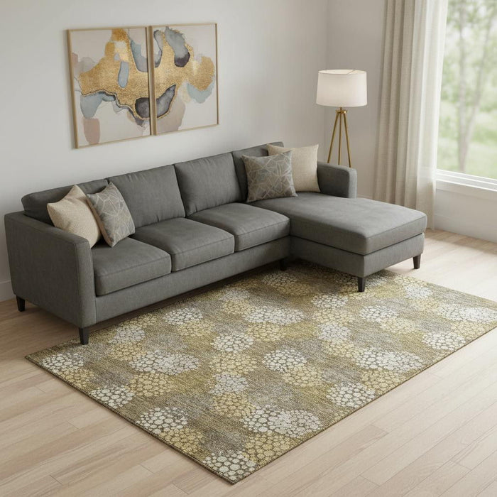 10' X 14' Polka Dot Washable Area Rug With UV Protection (672170) - Brown / Taupe / Beige