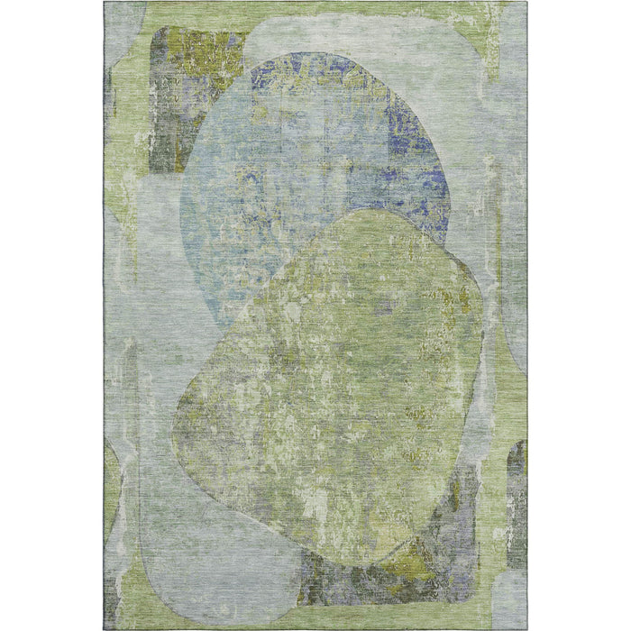 10' X 14' Abstract Washable Area Rug With UV Protection (695540) - Green / Purple / Silver