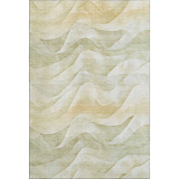 10' X 14' Abstract Washable Area Rug With UV Protection (694803) - Artichoke Green / Ivory / Beige