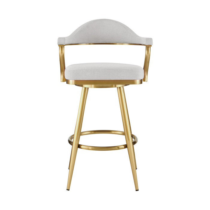 26" Fabric And Stainless Steel Counter Height Swivel Bar Chair - Silver / Gold