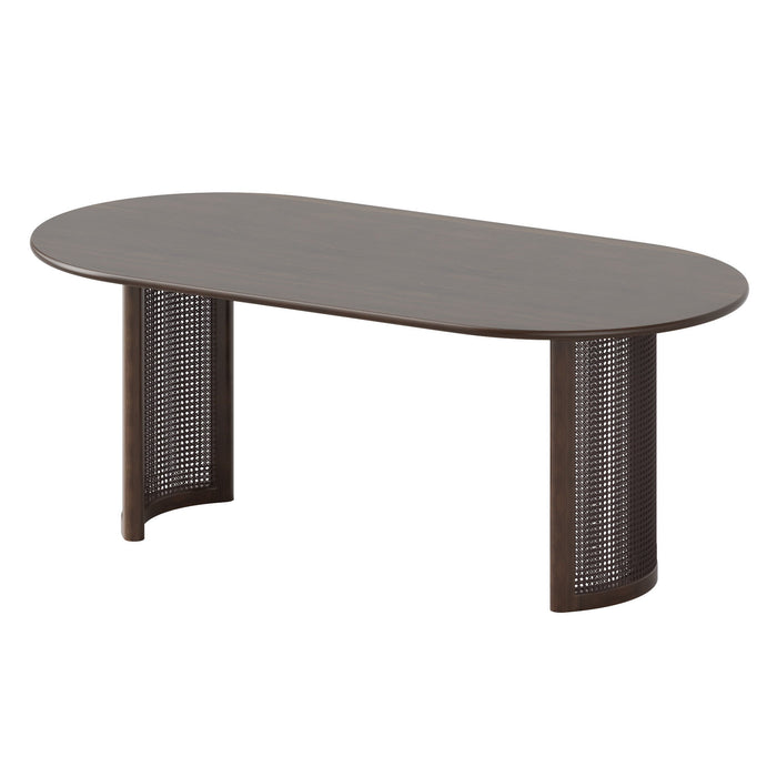 78" Solid Wood Double Pedestal Base Oval Dining Room Table - Brown