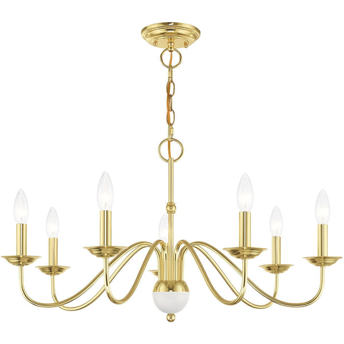 Seven Light Dimmable Chandelier With Shades - Brass