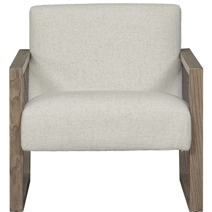 28" Fabric And Wood Arm Chair - Beige / Ash