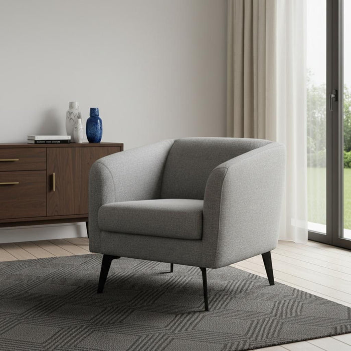 Contemporary Fabric Curved Arm Accent Chair - Light Gray