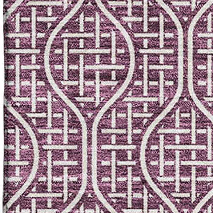 10' X 14' Geometric Washable Area Rug With UV Protection (673621) - Eggplant / Ivory