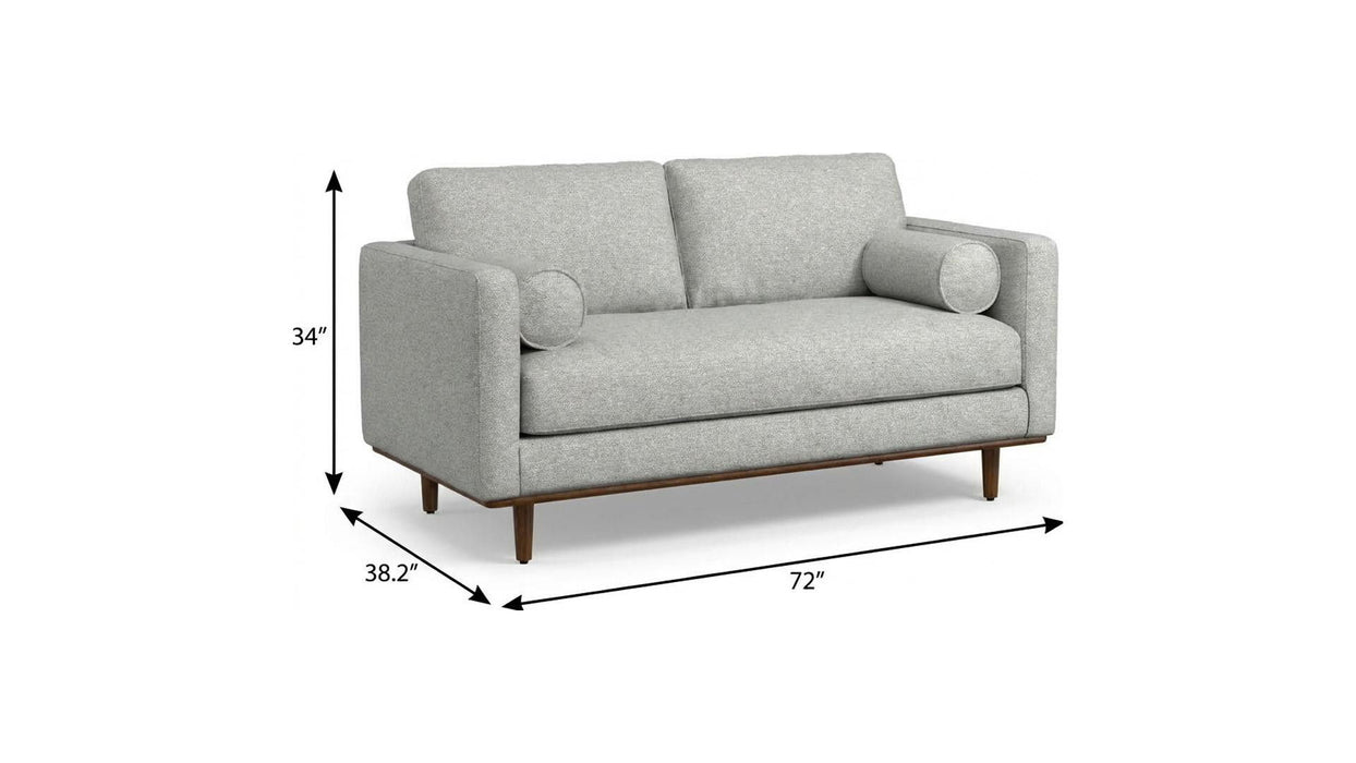 72" 2 Piece Living Room Set Fabric Sofa With Ottoman With Brown Legs - Gray