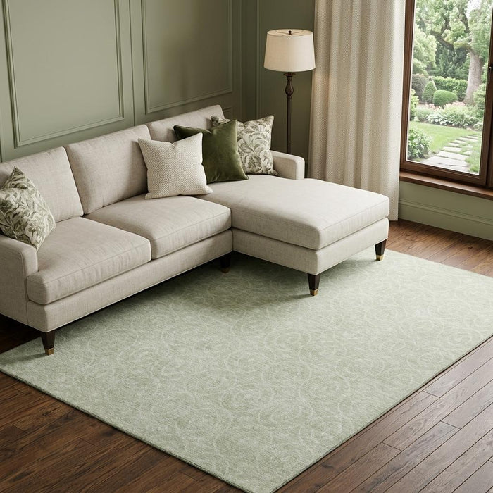 10' X 14' Geometric Washable Area Rug With UV Protection (691884) - Mint Green / Ivory