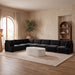 Velvet performance fabric upholstered Meridian Furniture 7-piece stationary sectional with plush cushions and modern design.