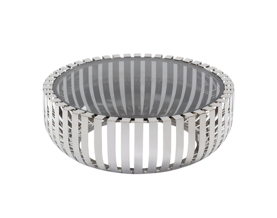 Glass And Stainless Steel Round Coffee Table - Gray