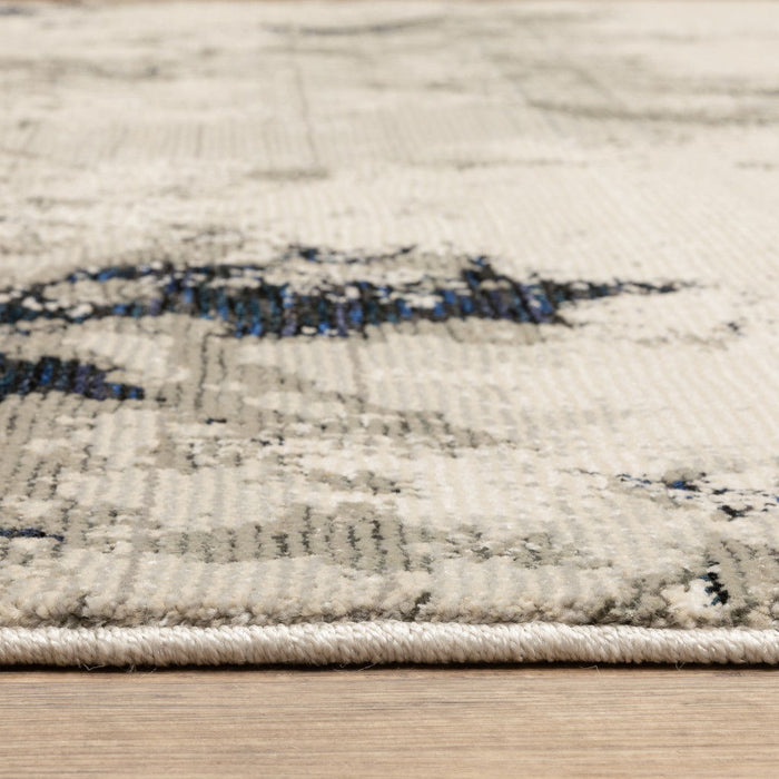 7' x 10' Abstract Power Loom Modern Area Rug - Gray And Black