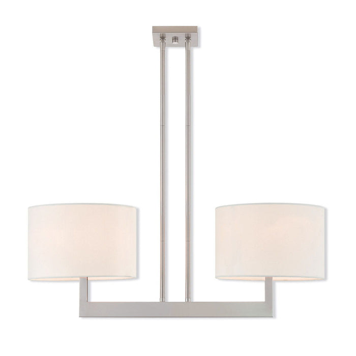 22" Two Light Dimmable Chandelier With Shades - Nickel