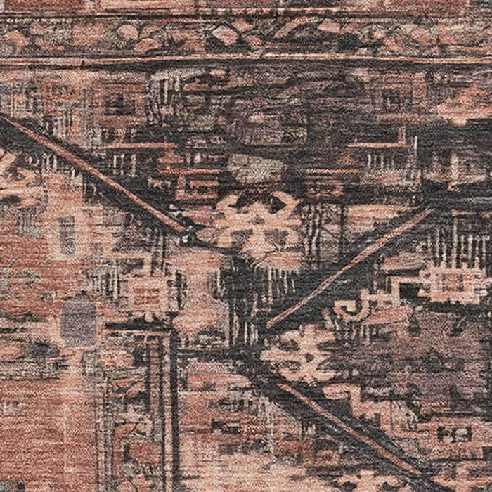 10' X 14' Oriental Washable Area Rug With UV Protection (699340) - Terra Cotta / Charcoal