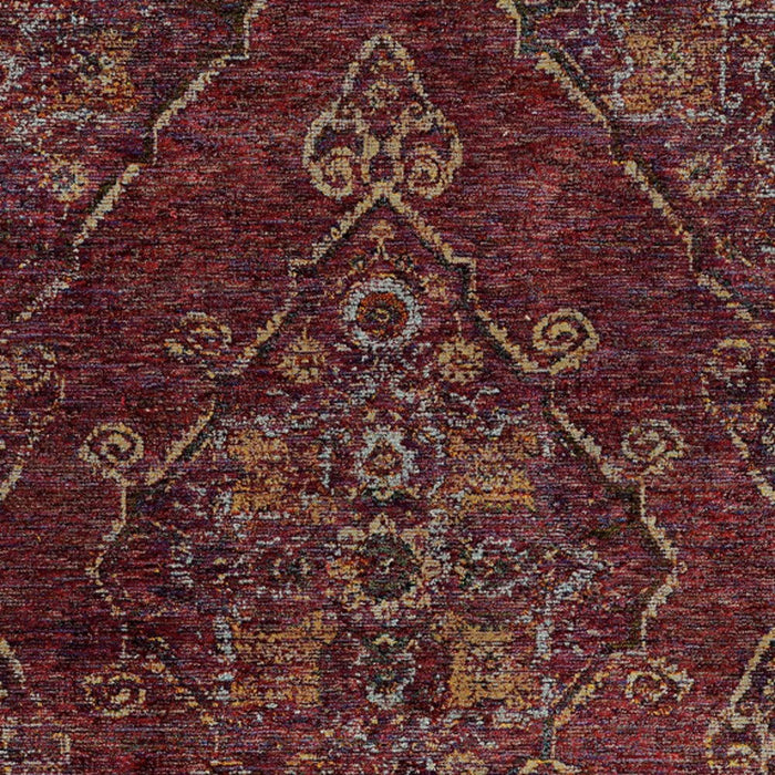 8' x 11' Oriental Power Loom Area Rug - Red And Gold