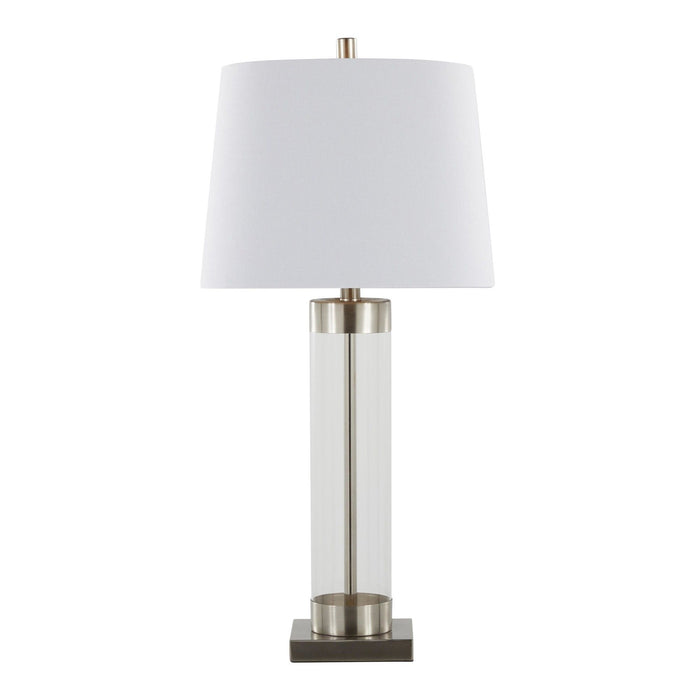 Glacier - 30" Table Lamp (Set of 2) - Clear Glass And Brushed Nickel With White Linen Shade