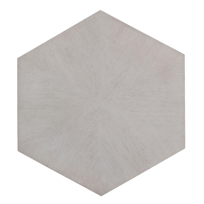 Wood Hexagon Distressed Block Coffee Table - Gray