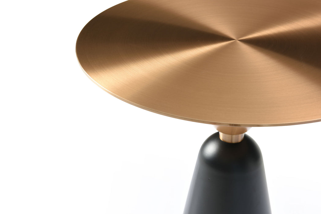Steel Round Pedestal End Table - Rose / Gold / Black